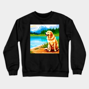 Golden Retriever At Lake Crewneck Sweatshirt